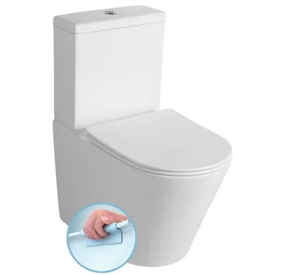 SAPHO PACO WC kombi, Rimless, spodní/zadní odpad, bílá