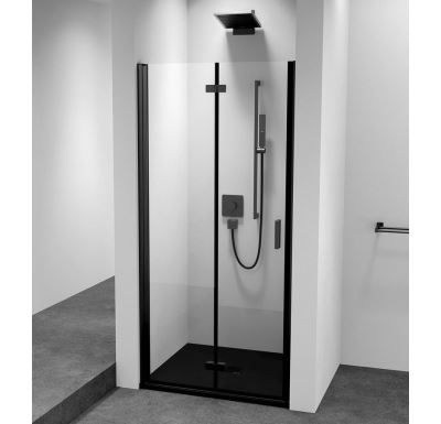 POLYSAN ZOOM BLACK sprchové dveře do niky 800mm, čiré sklo, levé