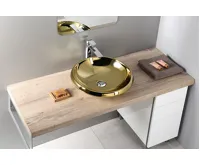 CREAVIT MINIMAL umyvadlo na desku kulaté, průměr 45cm, zlatá (3)