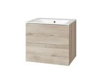 Aira, koupelnová skříňka s keramickým umyvadlem 60 cm, dub