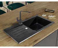 GRANISIL ARCOS 770.0 Granitový dřez s odkapem, černý (5)