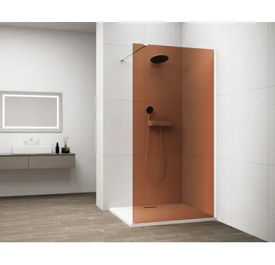 POLYSAN ESCA WHITE MATT jednodílná sprchová zástěna k instalaci ke stěně, sklo Marron, 1100 mm