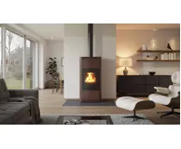 HS Flamingo Krbová kamna AQUAFLAM ® 7 s výměníkem - hnědá - sametová, automatická regulace (8)