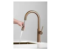 SAPHO FLAWO stojánková dřezová baterie s výsuvnou sprškou, měď mat (1)