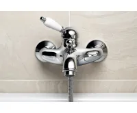 SAPHO KIRKÉ WHITE nástěnná vanová baterie, bílá páčka, chrom (4)