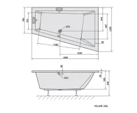 POLYSAN TRIANGL R asymetrická vana 180x120x50cm, bílá (2)
