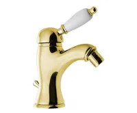 SAPHO KIRKÉ WHITE stojánková bidetová baterie s výpustí, bílá páčka, zlato SAPHO KIRKÉ WHITE stojánková bidetová baterie s výpustí, bílá páčka, zlato