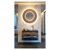 SAPHO PRIDE STRIP kulaté zrcadlo s LED osvětlením v rámu ø 90cm, bronz (1)