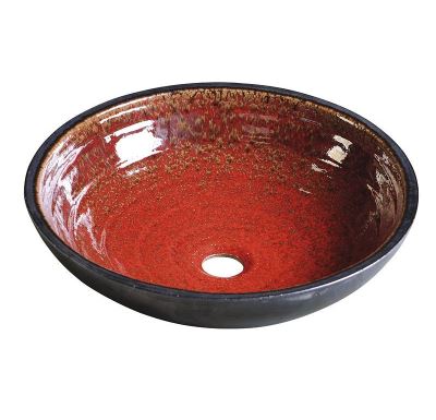SAPHO ATTILA keramické umyvadlo, průměr 43cm, tomatová červeň/petrolejová