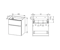 Mailo, koupelnová skříňka, umyvadlo z litého mramoru, dub, 2 zásuvky, 610x700x480 mm (1)