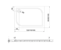 Obdélníková sprchová vanička, 120x90x3 cm, bez nožiček, litý mramor (1)
