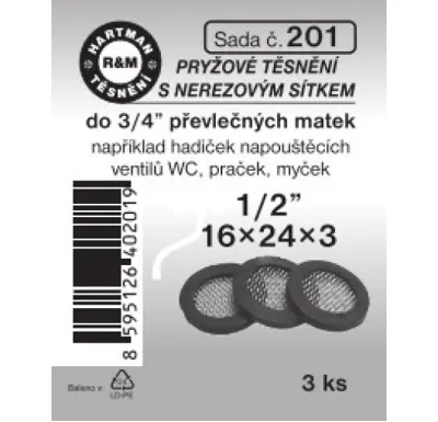 Hartman Sada č. 201: sada těs.s nerez.sítkem - 1/2"T- 16x24x3 - 3x4888