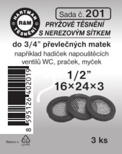 Hartman Sada č. 201: sada těs.s nerez.sítkem - 1/2"T- 16x24x3 - 3x4888