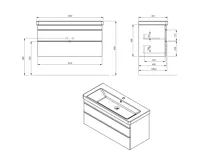 SAPHO SITIA umyvadlová skříňka 101,4x50x44,2cm, 2xzásuvka, bílá mat (6)