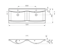 SAPHO LUCIOLA dvojumyvadlo, litý mramor, 120x48cm, bílá (6)