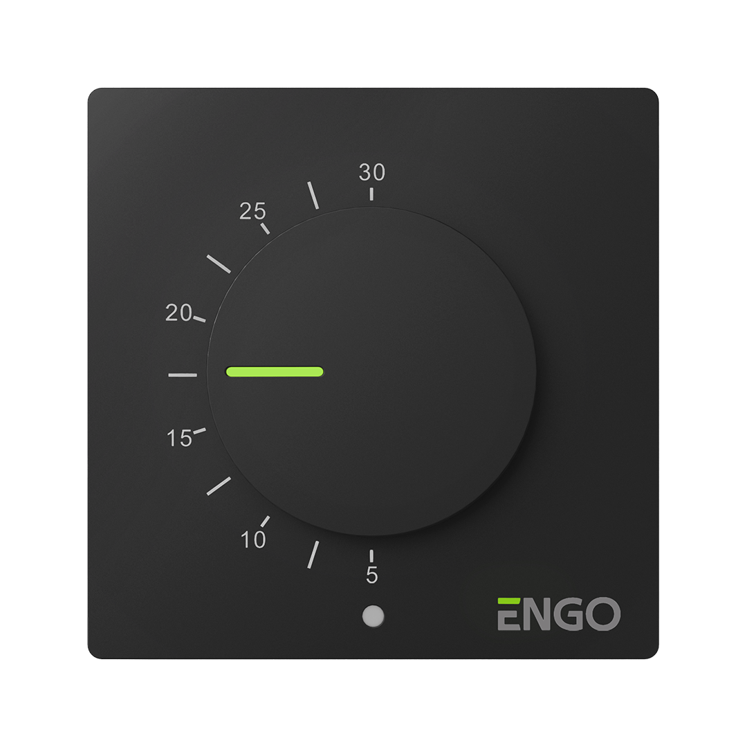 Engo controls manuální termostat s ovládacím kolečkem esimple-230b, černý