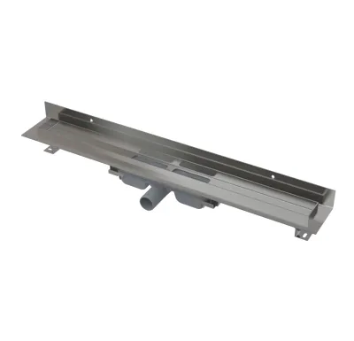ALCAPLAST Sprchový liniový žlab nerezový, s okrajem a pevným límcem ke stěně, pro plný rošt, délka 1050 mm APZ116-1050