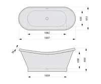 POLYSAN OXFORD volně stojící vana 161x65x65cm, bílá (5)