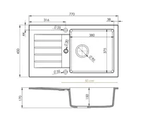 GRANISIL ARCOS 770.0 Granitový dřez s odkapem, černý (3)