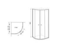 PROFI-RICH sprchový kout  čtvrtkruh  80x80x190 cm - bílé - sklo - čiré (1)