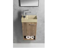 SAPHO PICCOLINO betonové umývátko 30,8x17cm, baterie vlevo, žlutá mat (10)