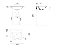 GSI PURA keramické umyvadlo Slim oblé 62x48cm, broušená spodní hrana, bílá ExtraGlaze (5)