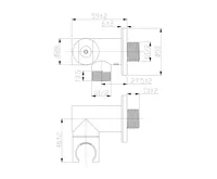 Stěnový vývod s držákem na sprchu, kulatý, pochromovaná mosaz (1)