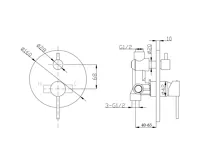 SAPHO KAI podomítková sprchová baterie, 2 výstupy, otočný přepínač, chrom (4)