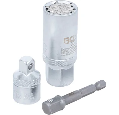 BGS Univerzální nástrčná hlavice se sadou adaptérů, 10 mm (3/8"), 9 – 21 mm, 17dílná