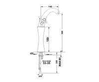 SAPHO ANTEA stojánková umyvadlová baterie vysoká s výpustí, výška 300mm, chrom/zlato (6)