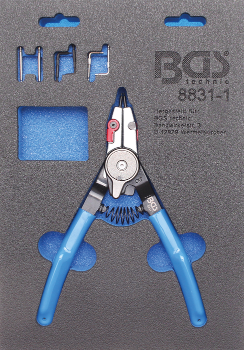 Bgs kleště na rozpěrné kroužky, pro vnější/vnitřní rozpěrné kroužky, výměnné hroty, 180 mm