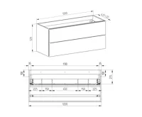 Aira, koupelnová skříňka s keramickým umyvadlem 120 cm, dub (8)