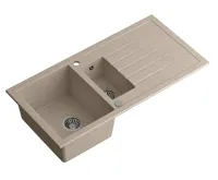 SAPHO Granitový vestavný dřez s odkapem a vaničkou, 100x50cm, béžová (2)