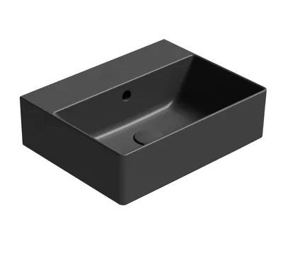 GSI KUBE X keramické umyvadlo 45x35cm, broušená spodní hrana, bez otvoru, černá mat