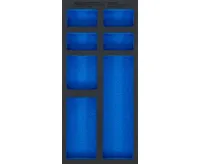 BGS Pěnová vložka (modul) do dílenského vozíku 1/3, prázdná, 7 přihrádky , 408 x 189 x 32 mm
