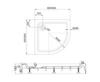 Sprchový set z Kory Lite, čtvrtkruh, 80 cm, chrom ALU, sklo Čiré a vysoké SMC vaničky vč. sifonu (6)