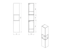 SAPHO SKARA skříňka 35x171x32cm, 2x dvířka, levá/pravá, černá mat/dub Collingwood (5)