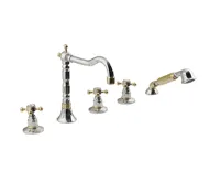 SAPHO ANTEA pětiprvková baterie na okraj vany s retro hubicí, chrom/zlato SAPHO ANTEA pětiprvková baterie na okraj vany s retro hubicí, chrom/zlato