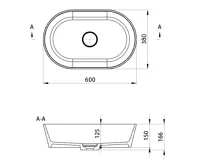 SAPHO GERANO umyvadlo na desku, litý mramor, 60x38cm, kryt výpusti, bílá (8)