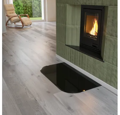 Sklo pod kamna - FLAMINGO Oblouk 1000x550 mm, černé, fazeta / 2xR200 / 6 mm