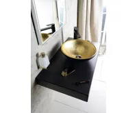 SAPHO MURANO BLACK-GOLD skleněné umyvadlo na desku, průměr 40cm, černá/zlatá (6)