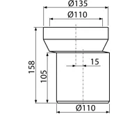 ALCAPLAST Dopojení k volně stojícímu WC, excentrické 15 mm, DN 110, délka 158 mm, PP, bílé A92 (1)