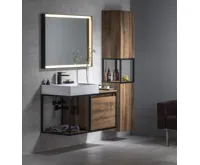 SAPHO SKARA skříňka 35x171x32cm, 2x dvířka, levá/pravá, černá mat/dub Collingwood (4)