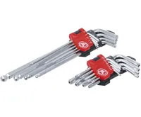 BGS Sada zahnutých klíčů, dlouhé, T-profil (pro Torx) T10–T50 / inbusové 1,5–10 mm, 18dílná