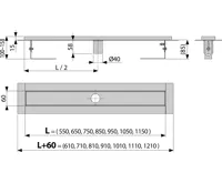 ALCAPLAST Podlahový žlab s okrajem pro perforovaný rošt, bez zápachové uzávěry APZ2001-850 (1)