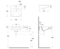 KERASAN INKA keramické umyvadlo polozápustné, 40x40cm, černá mat (5)