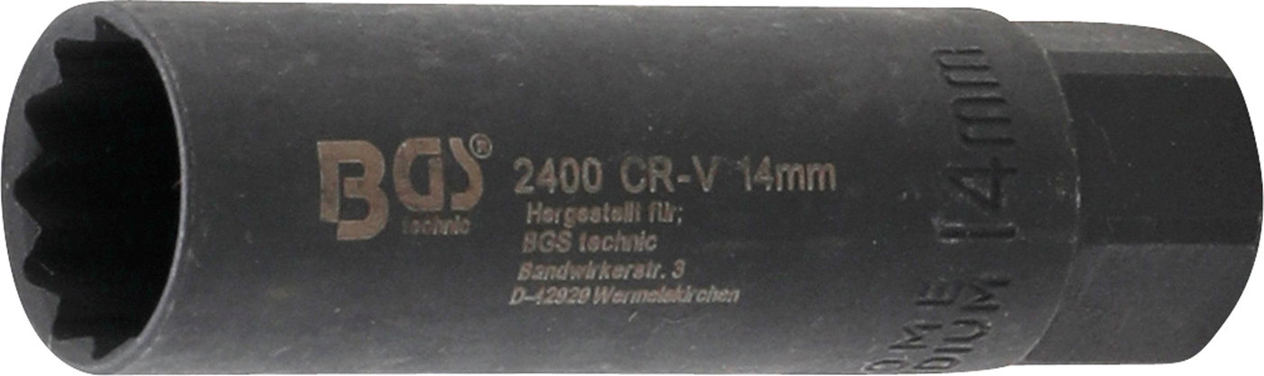 BGS Hlavice nástrčná pro zapalovací svíčky 3/8" x 14mm,délka 65mm,vnějši průměr 20mm,12 ti hra