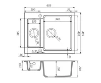GRANISIL FABERO 770.5 Granitový dřez s vaničkou, černý (3)