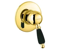 SAPHO KIRKÉ BLACK podomítková sprchová baterie, 1 výstup, černá páčka, zlato