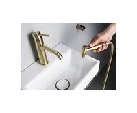 SAPHO RHAPSODY stojánková umyvadlová baterie s bidetovou sprchou, zlato mat (1)